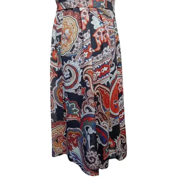 db established 1962 Paisley Tie Waist Pleated Boho Short Sleeve Dress - 14 - Picture 5 of 12